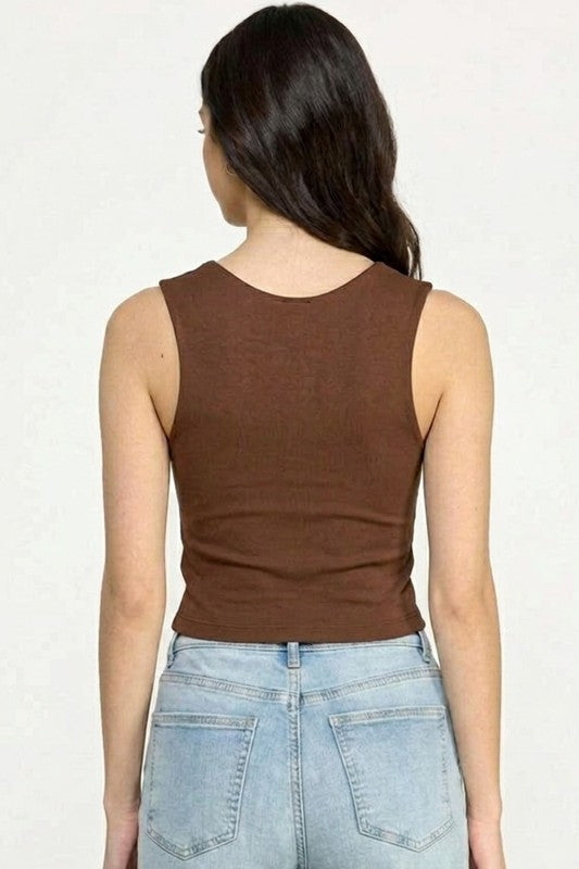 Crop Top V-Neck Double Layer – Sculpt Fit Stretch