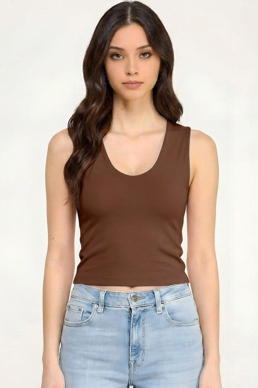 Crop Top V-Neck Double Layer – Sculpt Fit Stretch