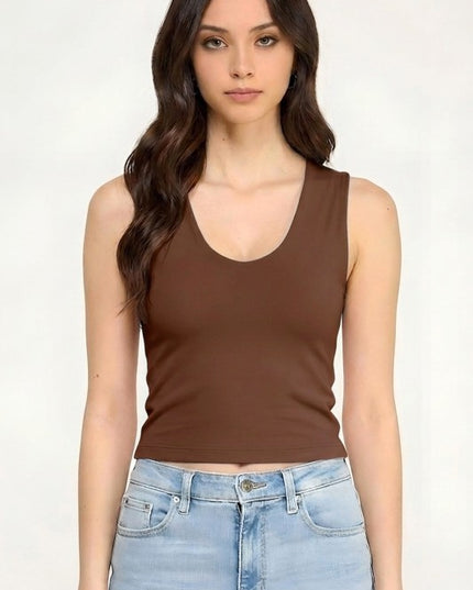 Crop Top V-Neck Double Layer – Sculpt Fit Stretch