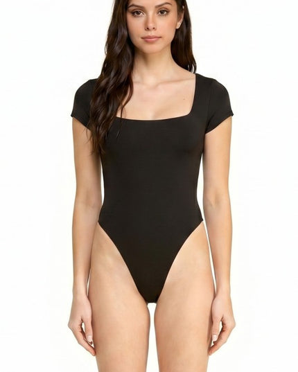 BST24 Square Neck Short Sleeve Bodysuit – Fitted Stretch Top
