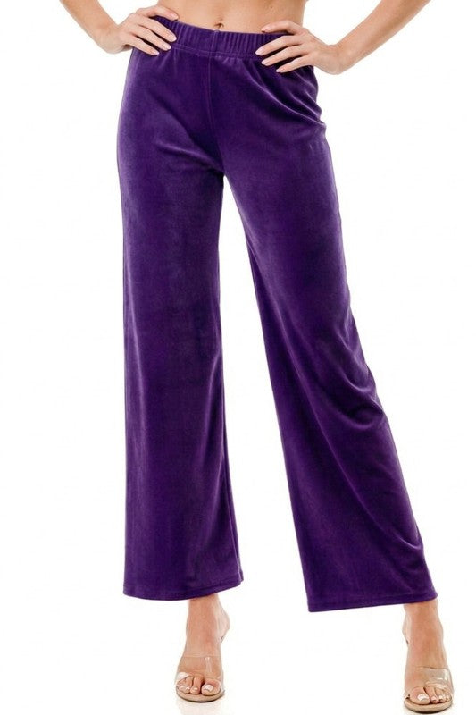 VW001 Stretch Velour – Elastic Waist Straight Leg Pants