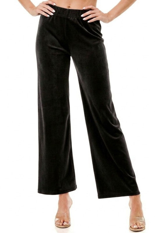 VW001 Stretch Velour – Elastic Waist Straight Leg Pants