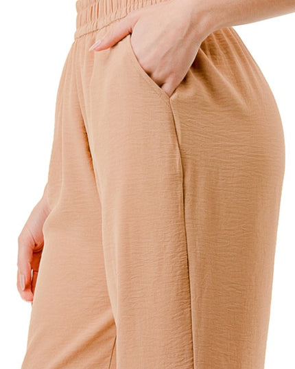 Crinkle Crepe Pants – Relaxed Fit Wide Leg Trousers