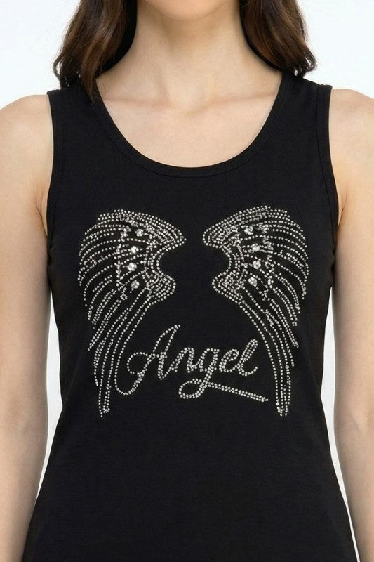418-ANGEL RHINESTONE TANK TOP