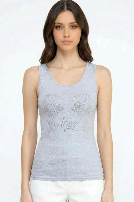 418-ANGEL RHINESTONE TANK TOP