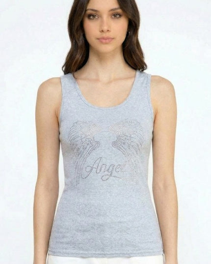 418-ANGEL RHINESTONE TANK TOP