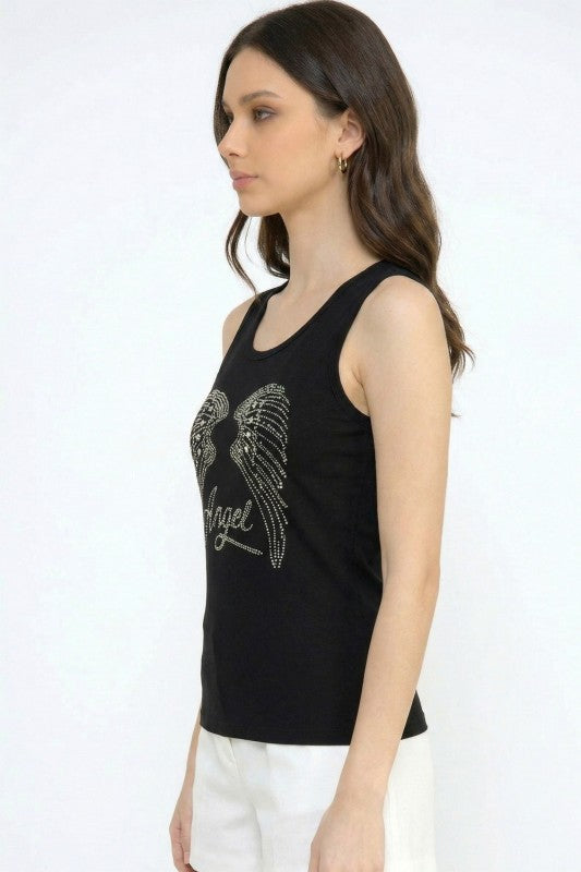 418-ANGEL RHINESTONE TANK TOP