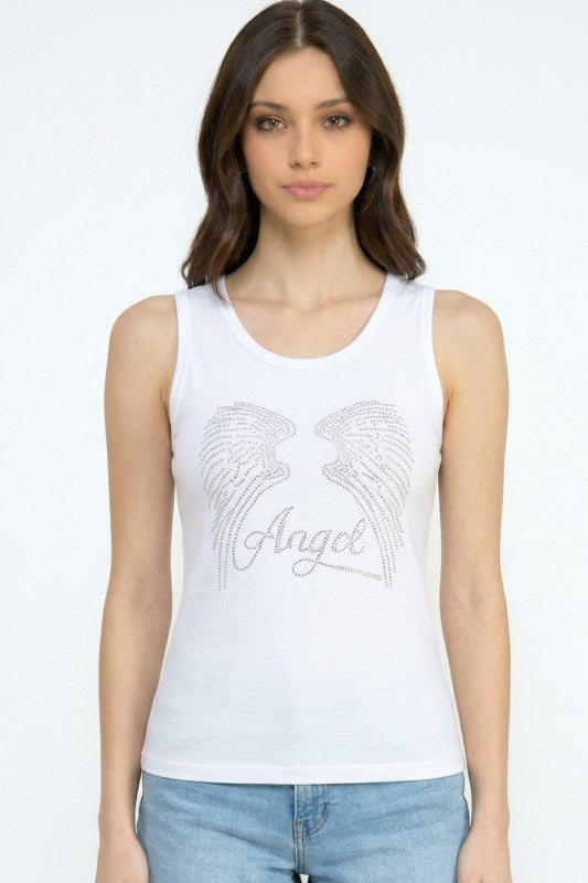 418-ANGEL RHINESTONE TANK TOP