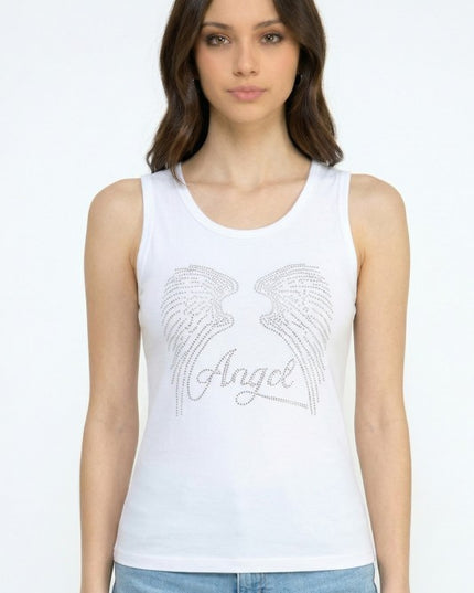 418-ANGEL RHINESTONE TANK TOP