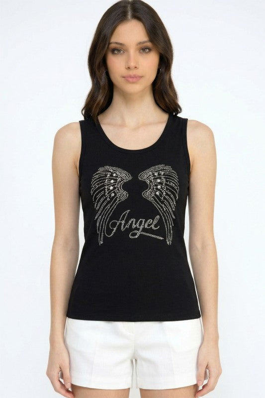 418-ANGEL RHINESTONE TANK TOP