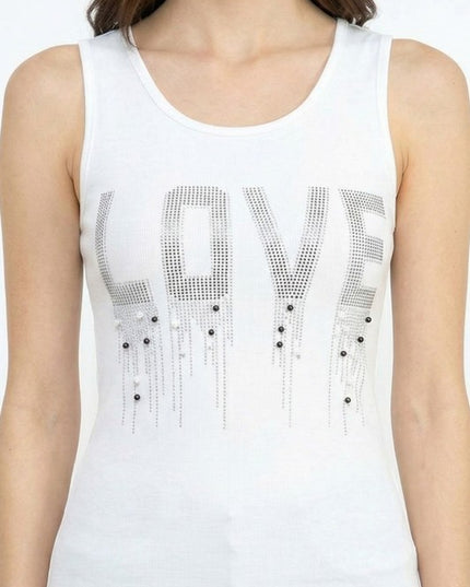 LOVE Rhinestone Tank Top – Slim Fit Sparkle Party Top