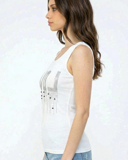 LOVE Rhinestone Tank Top – Slim Fit Sparkle Party Top