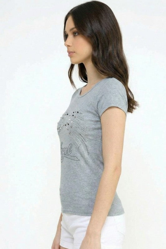 420-ANGEL RHINESTONE TOP