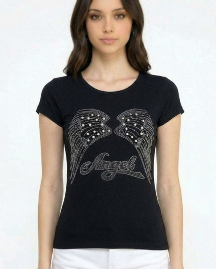 420-ANGEL RHINESTONE TOP