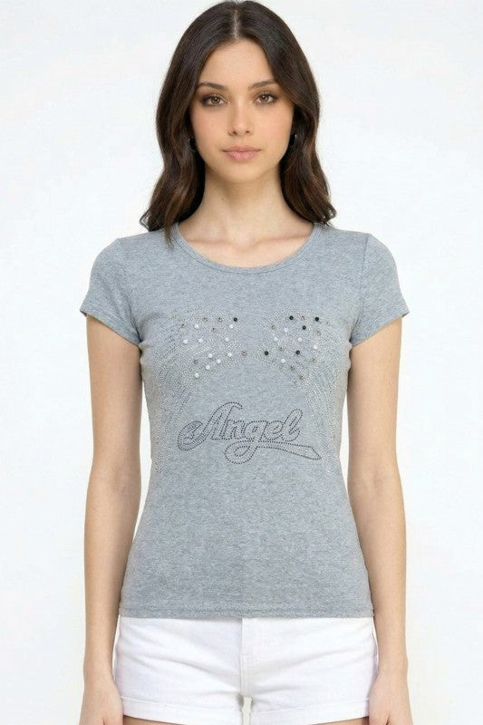 420-ANGEL RHINESTONE TOP