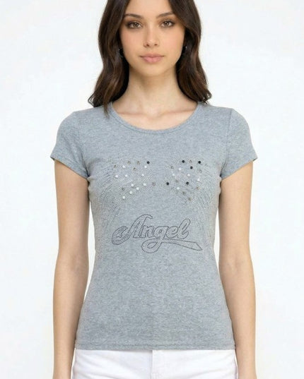 420-ANGEL RHINESTONE TOP