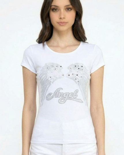420-ANGEL RHINESTONE TOP