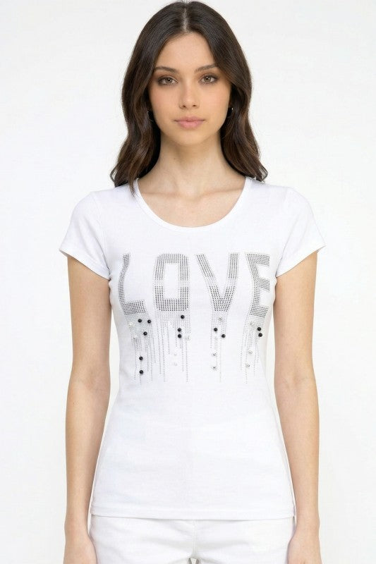 420-LOVE LOVE Rhinestone Tank Top – Slim Fit Sparkle Party Top