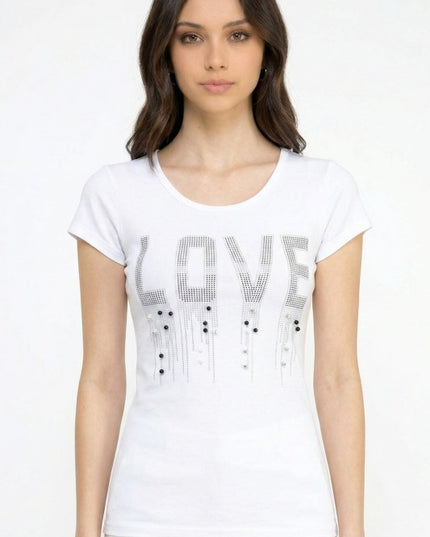 LOVE Rhinestone Tank Top – Slim Fit Sparkle Party Top