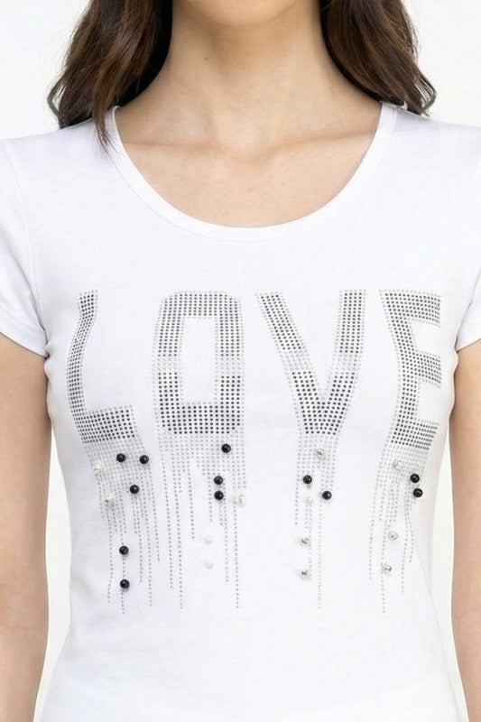 420-LOVE LOVE Rhinestone Tank Top – Slim Fit Sparkle Party Top