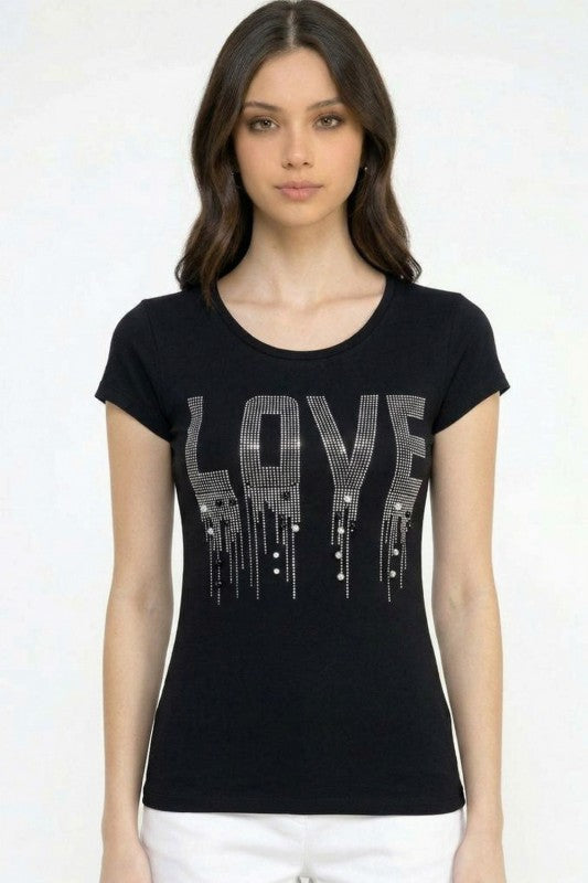 420-LOVE LOVE Rhinestone Tank Top – Slim Fit Sparkle Party Top