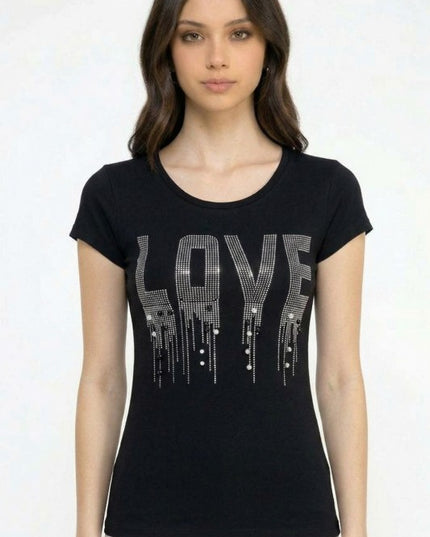 LOVE Rhinestone Tank Top – Slim Fit Sparkle Party Top