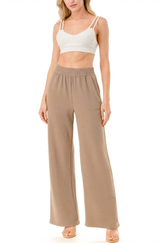 ANT101 Textured Straight Pants – High Waist Structured Fit