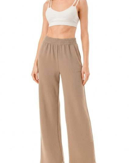 ANT101 Textured Straight Pants – High Waist Structured Fit