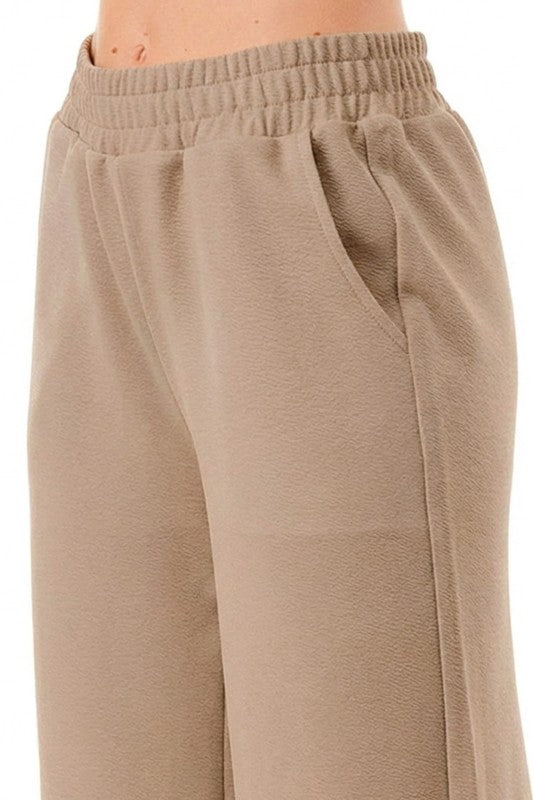 ANT101 Textured Straight Pants – High Waist Structured Fit