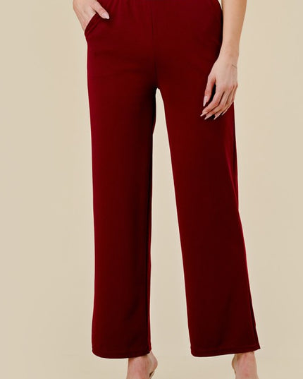 Textured Straight Pants – High Waist Structured Fit