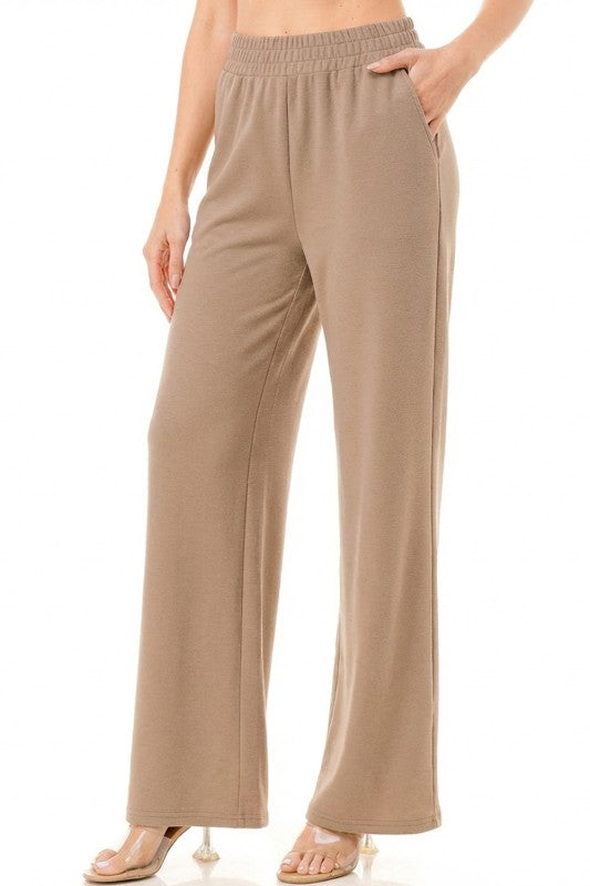ANT101 Textured Straight Pants – High Waist Structured Fit