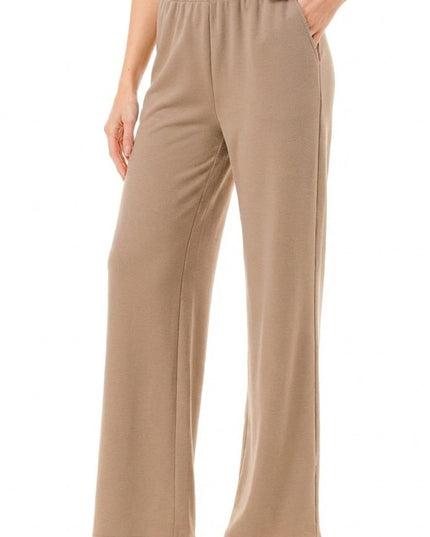 ANT101 Textured Straight Pants – High Waist Structured Fit