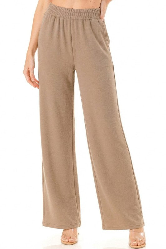 ANT101 Textured Straight Pants – High Waist Structured Fit