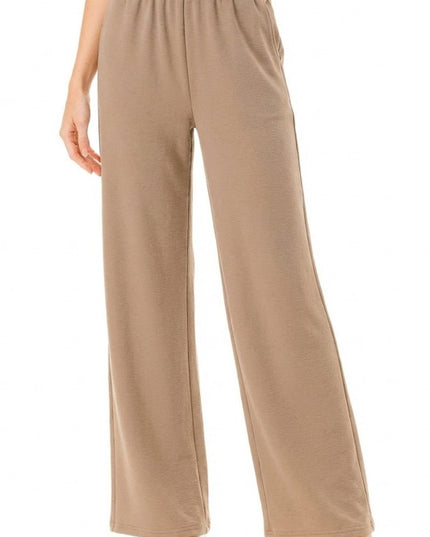 ANT101 Textured Straight Pants – High Waist Structured Fit