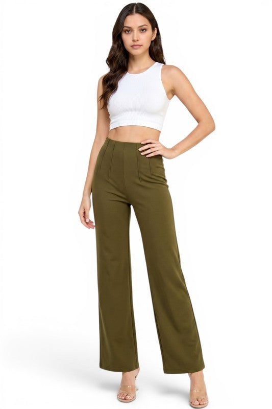 YC105 Pleated Dress Pants – Wide Leg Tailored Fit