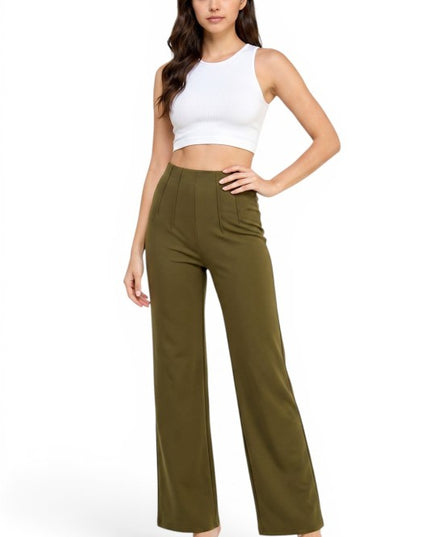 YC105 Pleated Dress Pants – Wide Leg Tailored Fit
