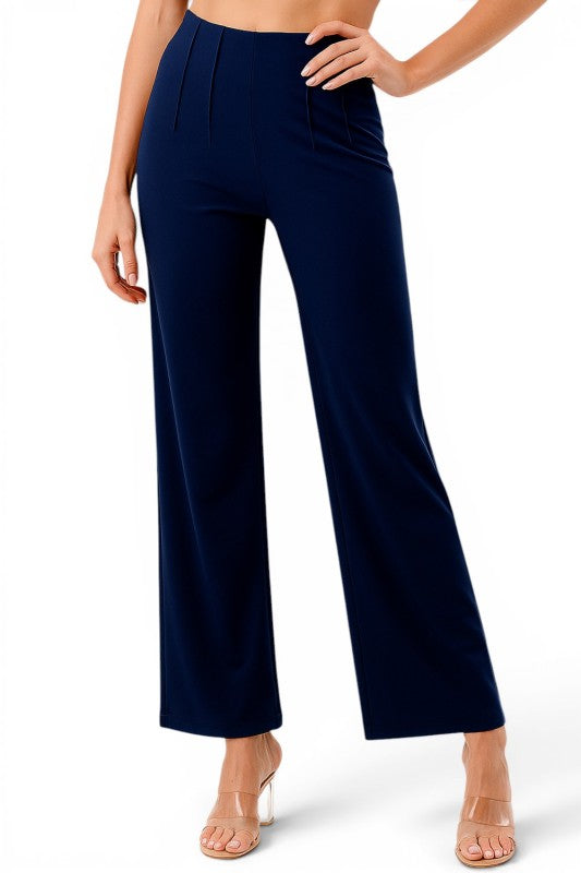 YC105 Pleated Dress Pants – Wide Leg Tailored Fit