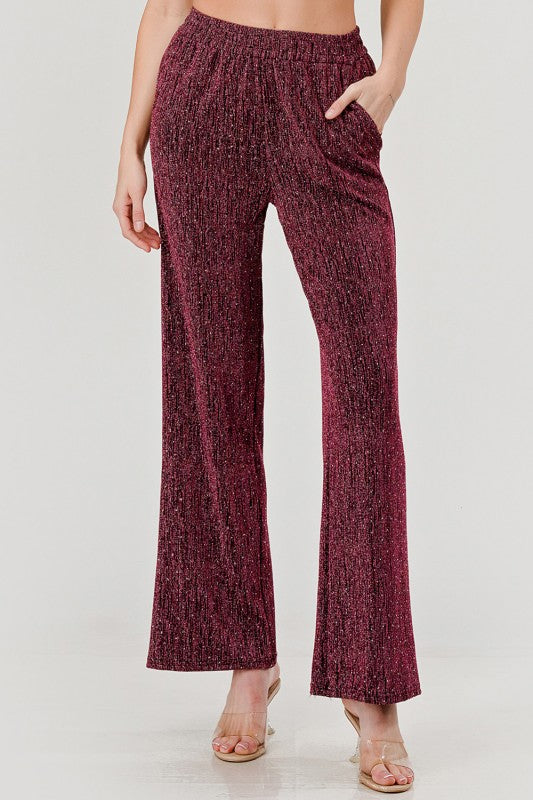 MSP529 Metallic Straight Leg Pants – Pocket Detail Party Pants