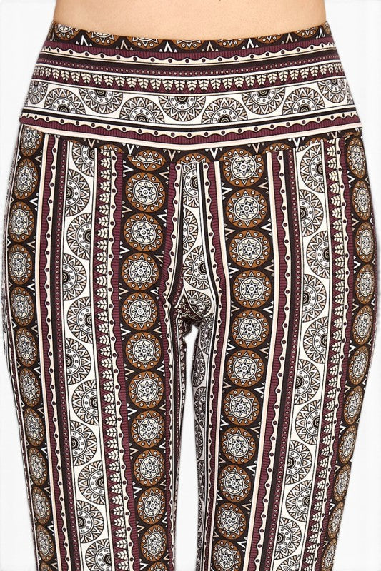 A00 High Waist Patterned Flare Pants With Stretch Comfort