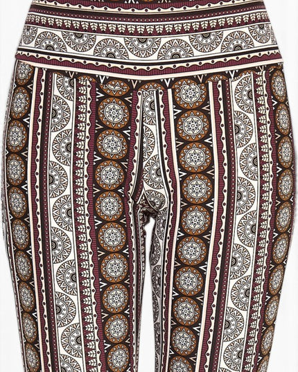 A00 High Waist Patterned Flare Pants With Stretch Comfort
