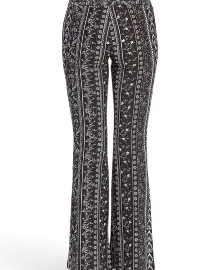 A00 High Waist Patterned Flare Pants With Stretch Comfort