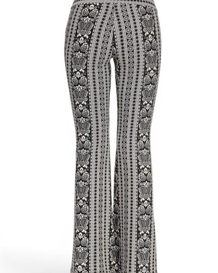 A00 High Waist Patterned Flare Pants With Stretch Comfort