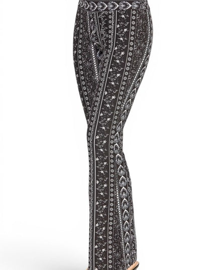 A00 High Waist Patterned Flare Pants With Stretch Comfort