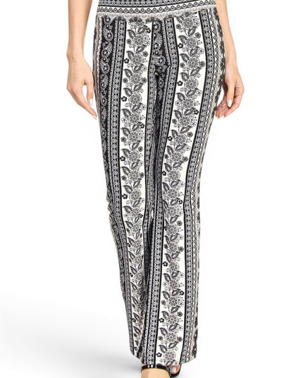A00 High Waist Patterned Flare Pants With Stretch Comfort