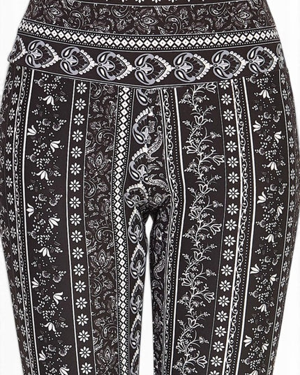 A00 High Waist Patterned Flare Pants With Stretch Comfort