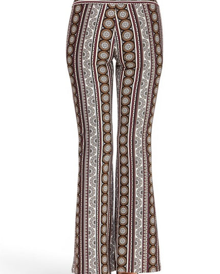 A00 High Waist Patterned Flare Pants With Stretch Comfort