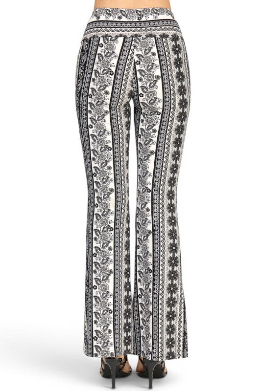 A00 High Waist Patterned Flare Pants With Stretch Comfort