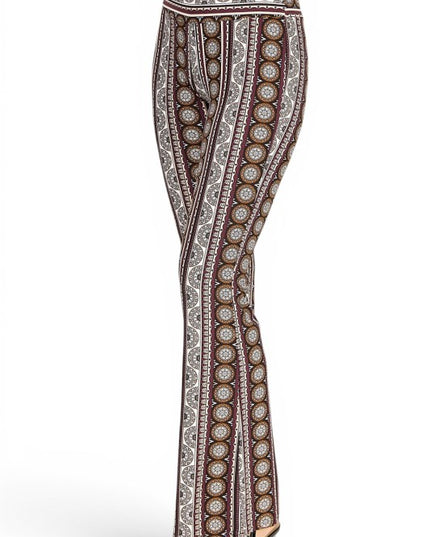 A00 High Waist Patterned Flare Pants With Stretch Comfort