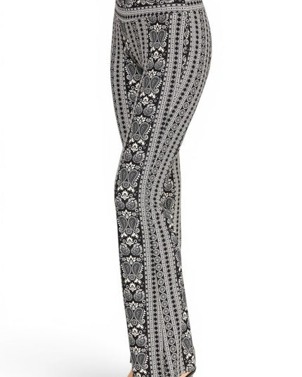A00 High Waist Patterned Flare Pants With Stretch Comfort