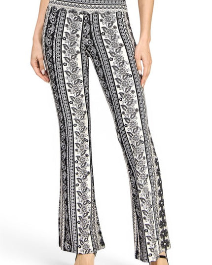 A00 High Waist Patterned Flare Pants With Stretch Comfort